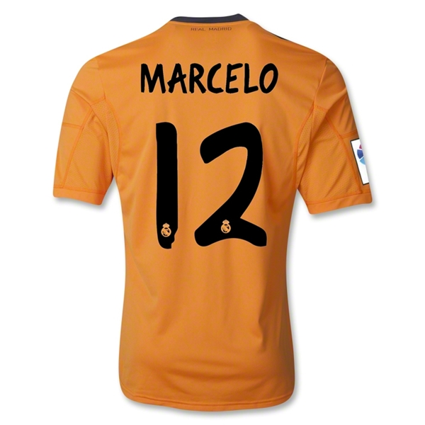 13-14 Real Madrid #12 MARCELO Away Orange Soccer Jersey Shirt